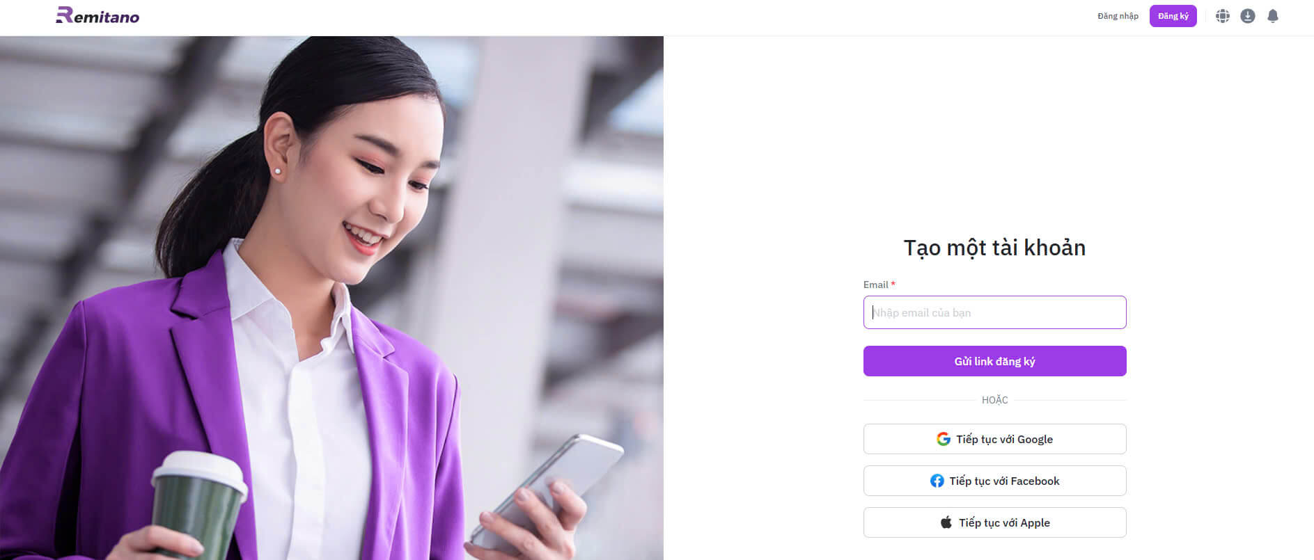 Đăng ký dễ dàng bằng nhiều hình thức khác nhau